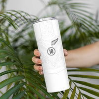 Custom New Zealand Football Skinny Tumbler The Whites-Sporty T90 Style LT03 - Polynesian Pride