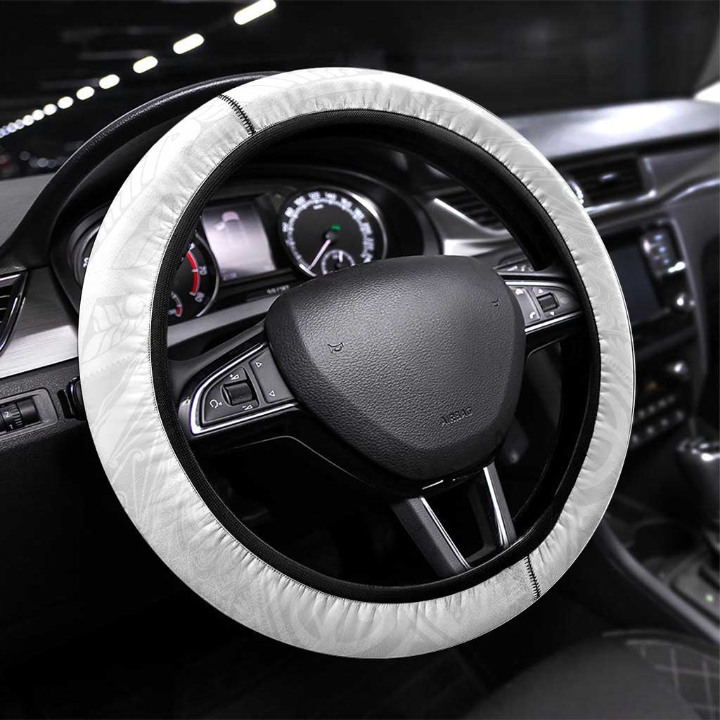 New Zealand Football Steering Wheel Cover The Whites-Sporty T90 Style - Polynesian Pride