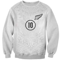Custom New Zealand Football Sweatshirt The Whites-Sporty T90 Style LT03 Unisex White - Polynesian Pride
