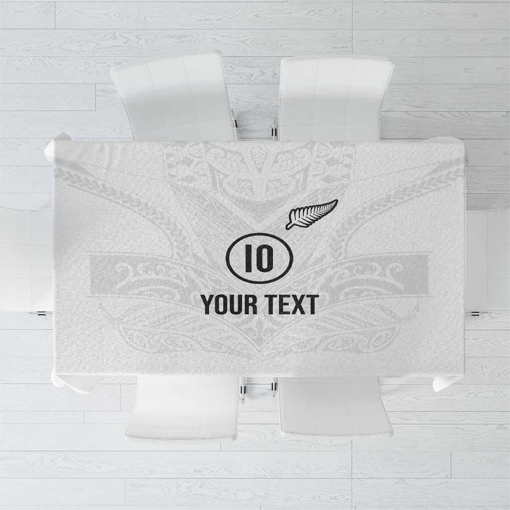Custom New Zealand Football Tablecloth The Whites-Sporty T90 Style LT03 White - Polynesian Pride