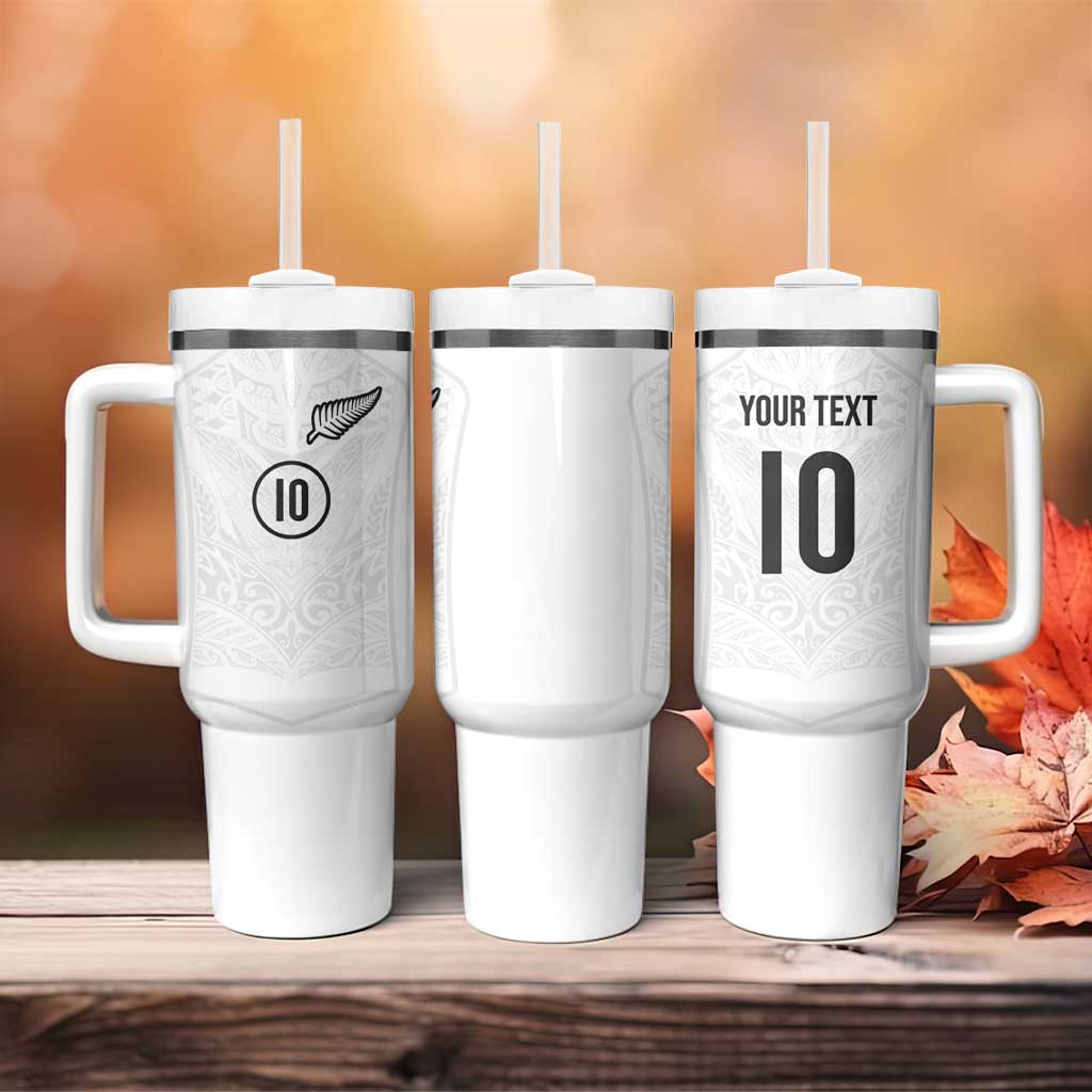 Custom New Zealand Football Tumbler With Handle The Whites-Sporty T90 Style - Polynesian Pride