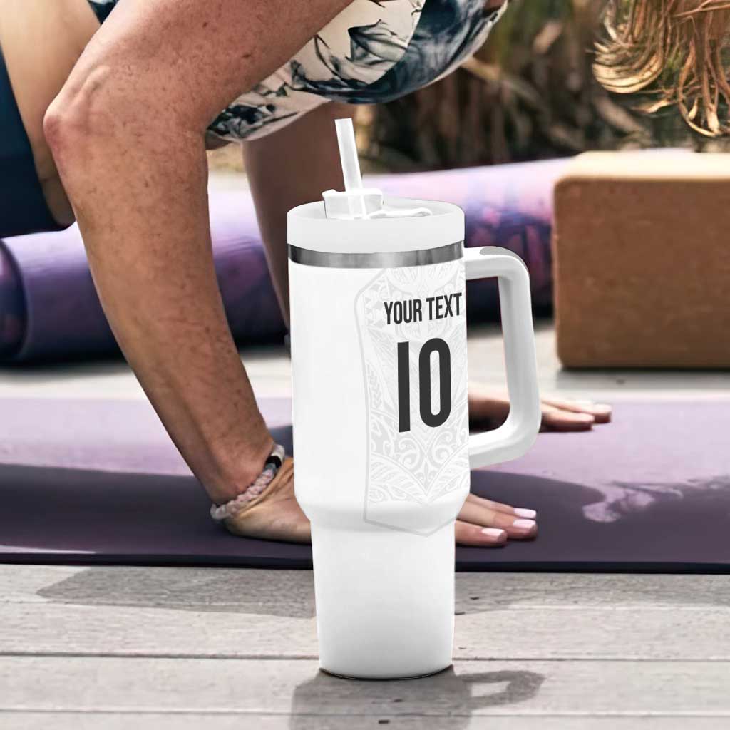 Custom New Zealand Football Tumbler With Handle The Whites-Sporty T90 Style - Polynesian Pride
