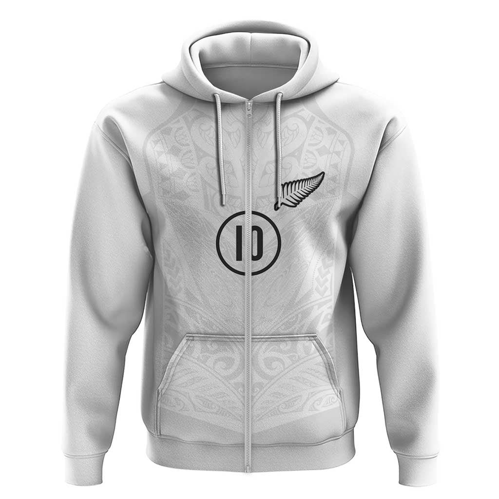 Custom New Zealand Football Zip Hoodie The Whites-Sporty T90 Style - Polynesian Pride