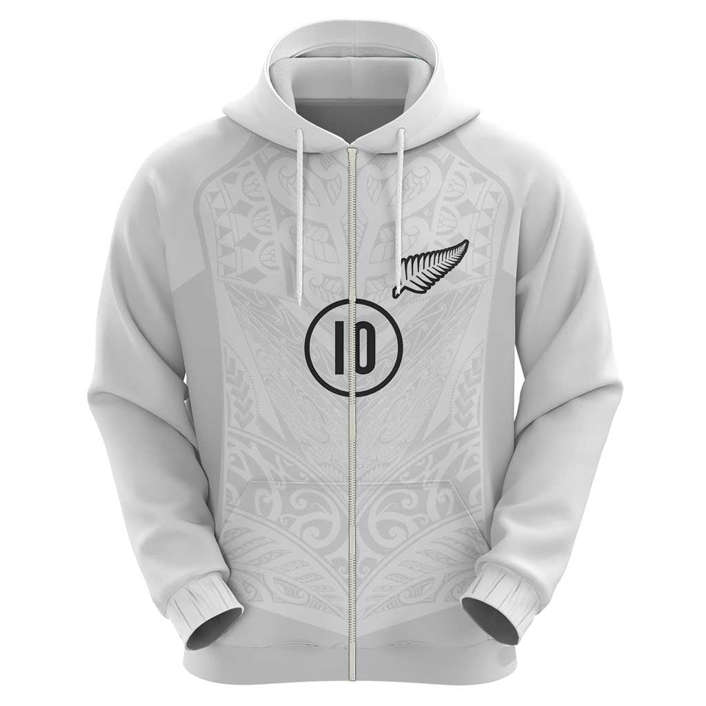 Custom New Zealand Football Zip Hoodie The Whites-Sporty T90 Style LT03 - Polynesian Pride