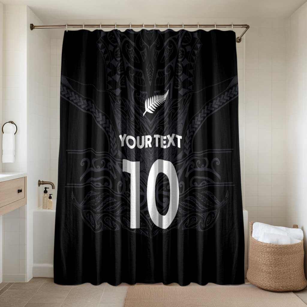Custom Aotearoa Rugby Bathroom Set The Blacks-Sporty T90 Style LT03 Shower Curtain Only Black - Polynesian Pride