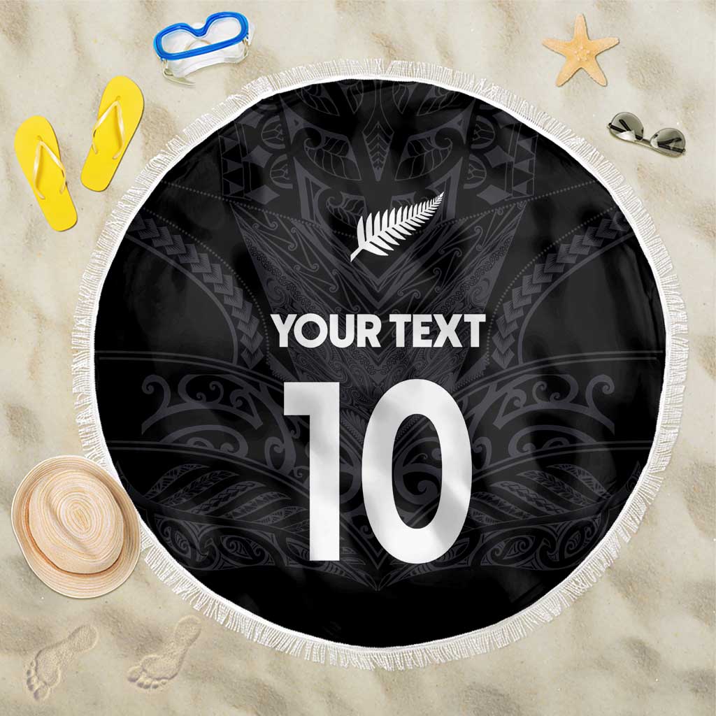 Custom Aotearoa Rugby Beach Blanket The Blacks-Sporty T90 Style LT03 One Size 150cm Black - Polynesian Pride