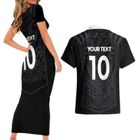 Custom Aotearoa Rugby Couples Matching Short Sleeve Bodycon Dress and Hawaiian Shirt The Blacks-Sporty T90 Style LT03 - Polynesian Pride
