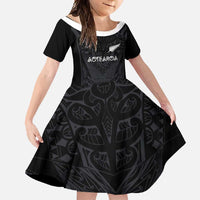 Custom Aotearoa Rugby Family Matching Off Shoulder Maxi Dress and Hawaiian Shirt The Blacks-Sporty T90 Style - Polynesian Pride