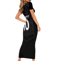Custom Aotearoa Rugby Family Matching Short Sleeve Bodycon Dress and Hawaiian Shirt The Blacks-Sporty T90 Style LT03 - Polynesian Pride