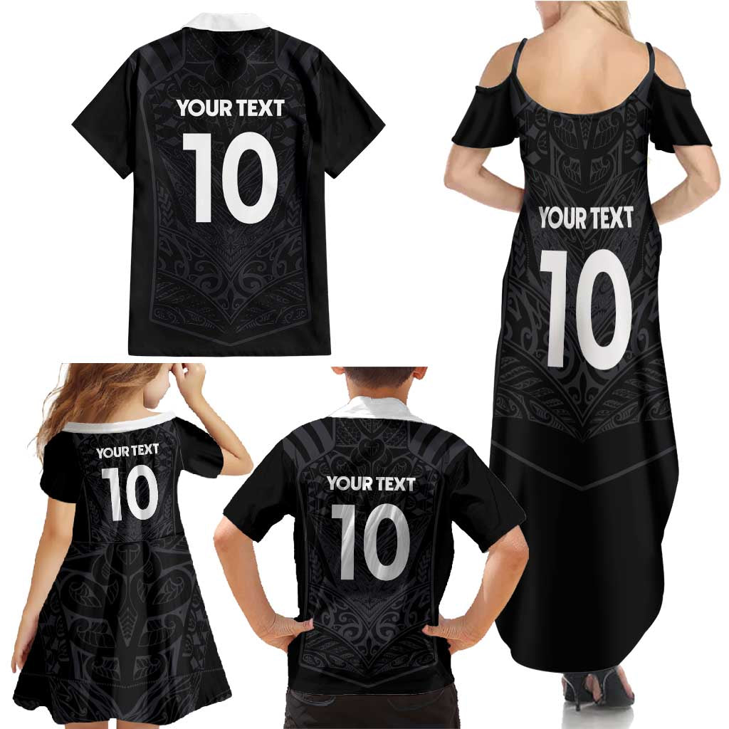 Custom Aotearoa Rugby Family Matching Summer Maxi Dress and Hawaiian Shirt The Blacks-Sporty T90 Style - Polynesian Pride