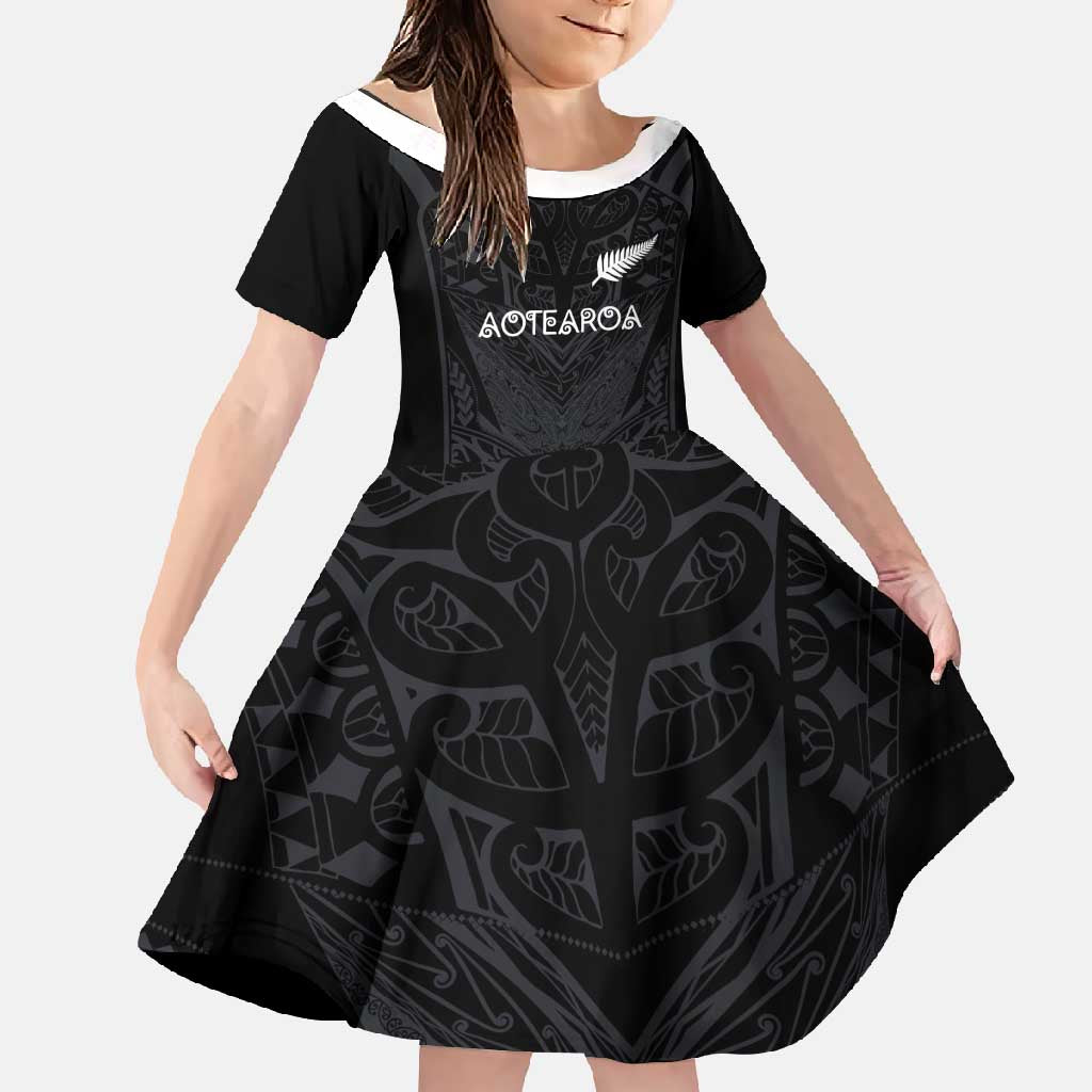 Custom Aotearoa Rugby Family Matching Tank Maxi Dress and Hawaiian Shirt The Blacks-Sporty T90 Style - Polynesian Pride