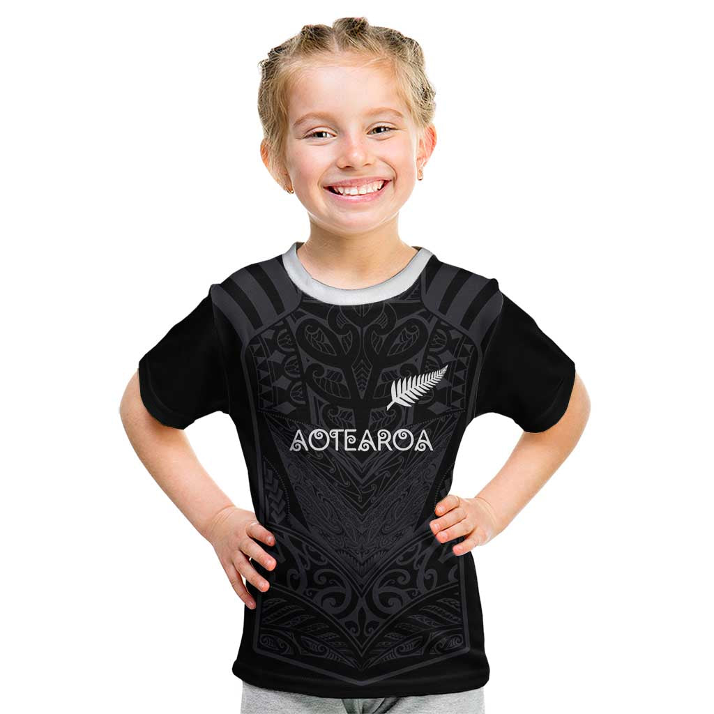 Custom Aotearoa Rugby Kid T Shirt The Blacks-Sporty T90 Style LT03 Black - Polynesian Pride