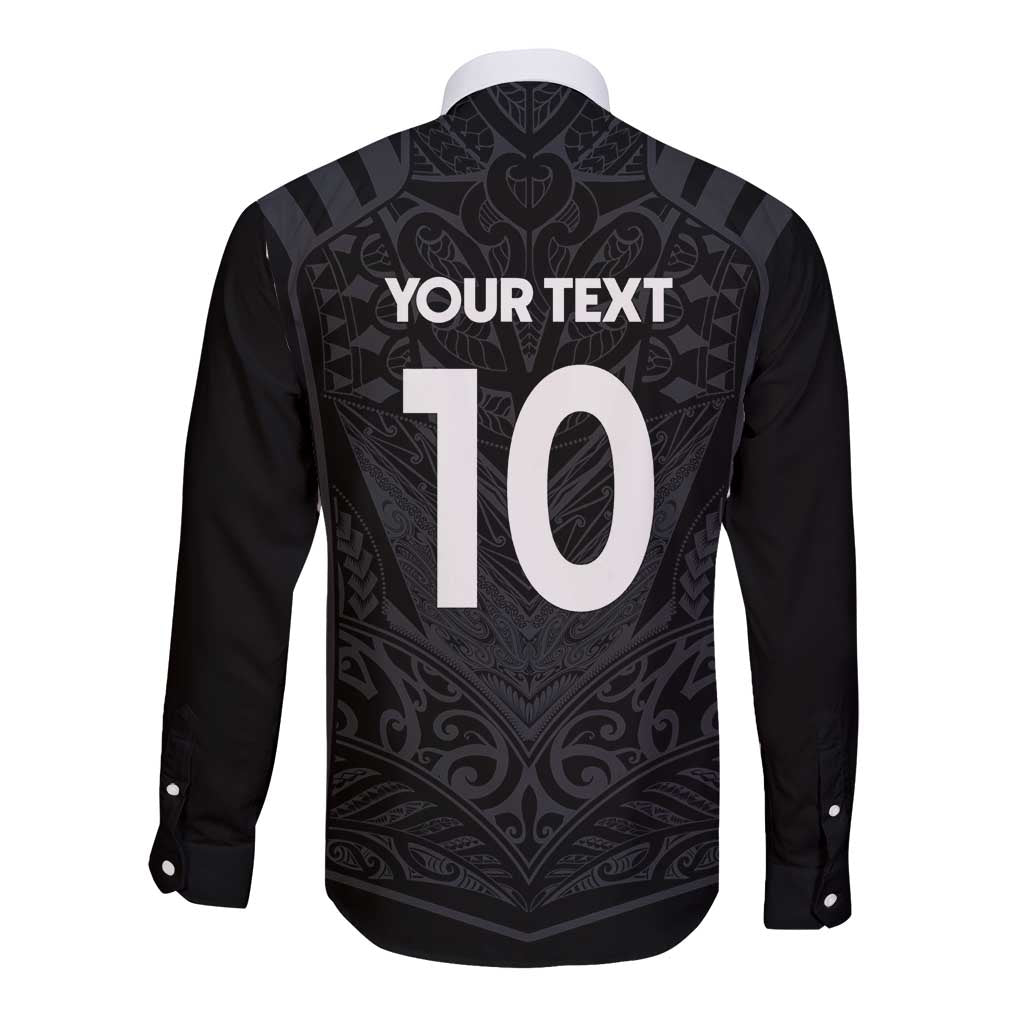 Custom Aotearoa Rugby Long Sleeve Button Shirt The Blacks-Sporty T90 Style LT03 - Polynesian Pride