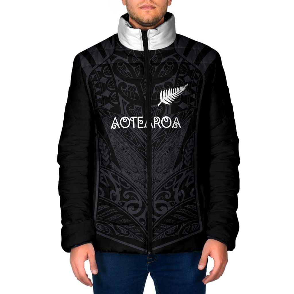 Custom Aotearoa Rugby Padded Jacket The Blacks-Sporty T90 Style LT03 Men Black - Polynesian Pride