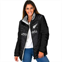 Custom Aotearoa Rugby Padded Jacket The Blacks-Sporty T90 Style LT03 Women Black - Polynesian Pride