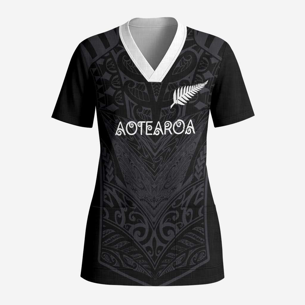 Custom Aotearoa Rugby Scrub Top The Blacks-Sporty T90 Style LT03 Adult Black - Polynesian Pride