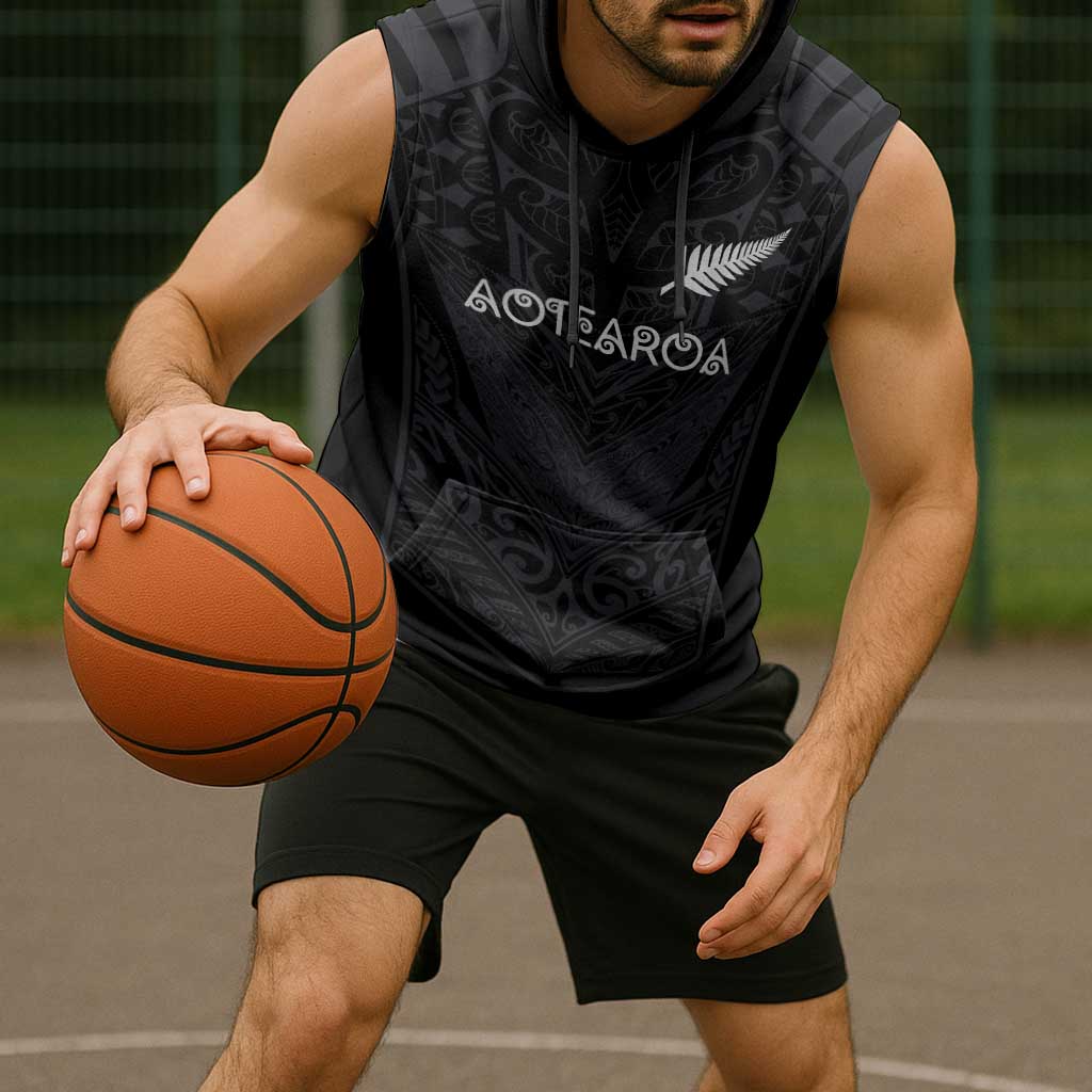 Custom Aotearoa Rugby Sleeveless Hoodie The Blacks-Sporty T90 Style LT03 - Polynesian Pride