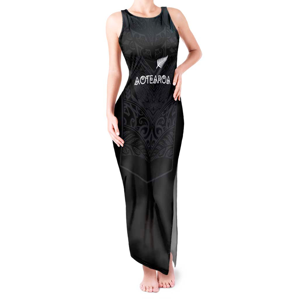 Custom Aotearoa Rugby Tank Maxi Dress The Blacks-Sporty T90 Style LT03 Women Black - Polynesian Pride