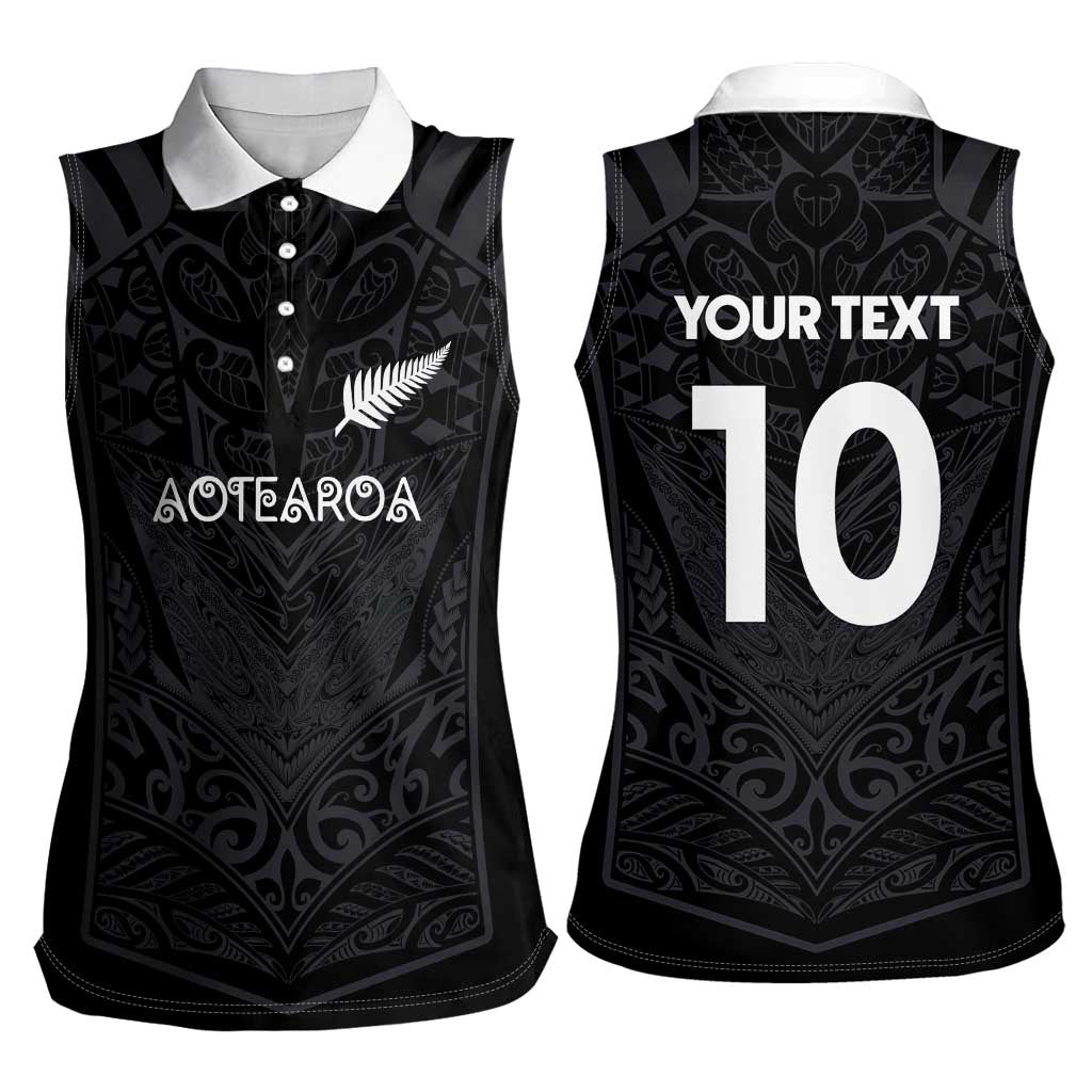 Custom Aotearoa Rugby Women Sleeveless Polo Shirt The Blacks-Sporty T90 Style LT03 - Polynesian Pride