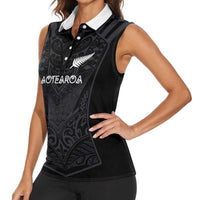 Custom Aotearoa Rugby Women Sleeveless Polo Shirt The Blacks-Sporty T90 Style LT03 - Polynesian Pride