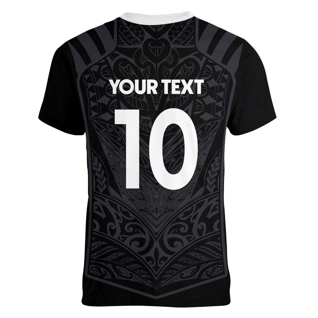 Custom Aotearoa Rugby Women V-Neck T-Shirt The Blacks-Sporty T90 Style LT03 - Polynesian Pride