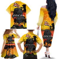 Niue ANZAC Day Family Matching Off Shoulder Long Sleeve Dress and Hawaiian Shirt Soldier and Gallipoli Lest We Forget LT03 - Polynesian Pride