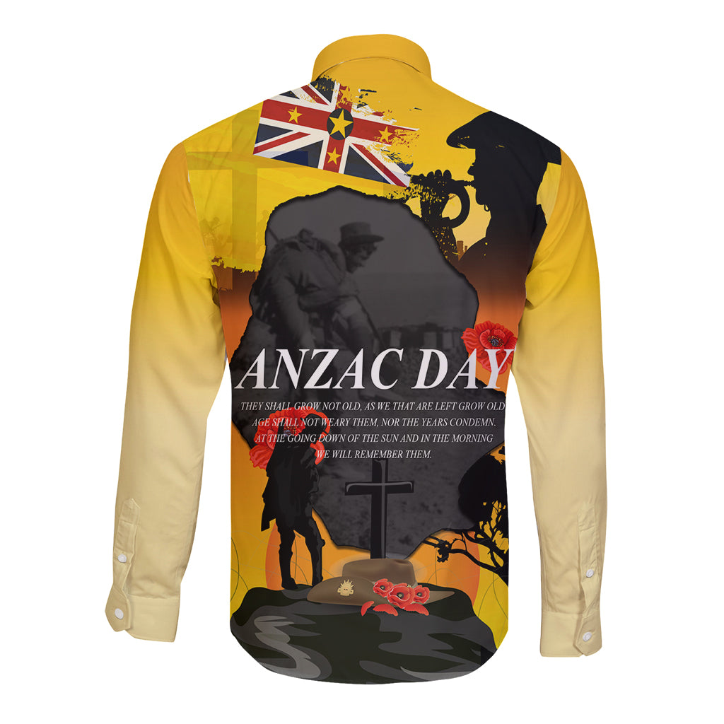 Niue ANZAC Day Long Sleeve Button Shirt Soldier and Gallipoli Lest We Forget LT03 - Polynesian Pride