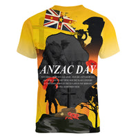 Niue ANZAC Day Women V Neck T Shirt Soldier and Gallipoli Lest We Forget LT03 - Polynesian Pride