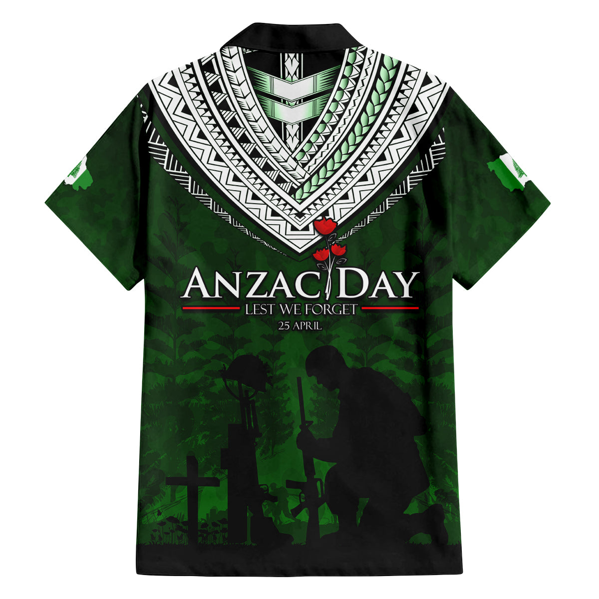 Norfolk Island ANZAC Day Family Matching Tank Maxi Dress and Hawaiian Shirt Soldier Lest We Forget Camouflage LT03 - Polynesian Pride