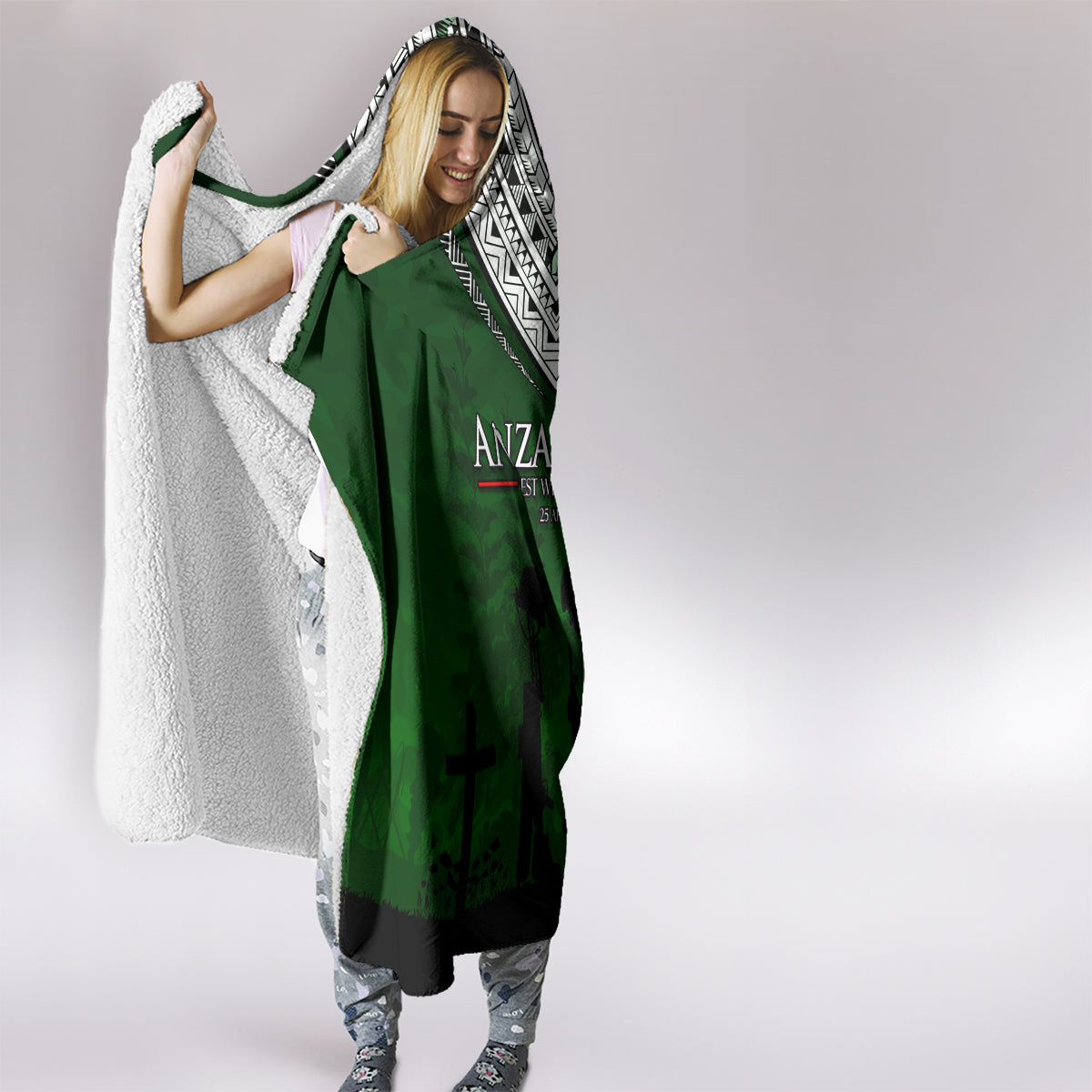 Norfolk Island ANZAC Day Hooded Blanket Soldier Lest We Forget Camouflage LT03 - Polynesian Pride