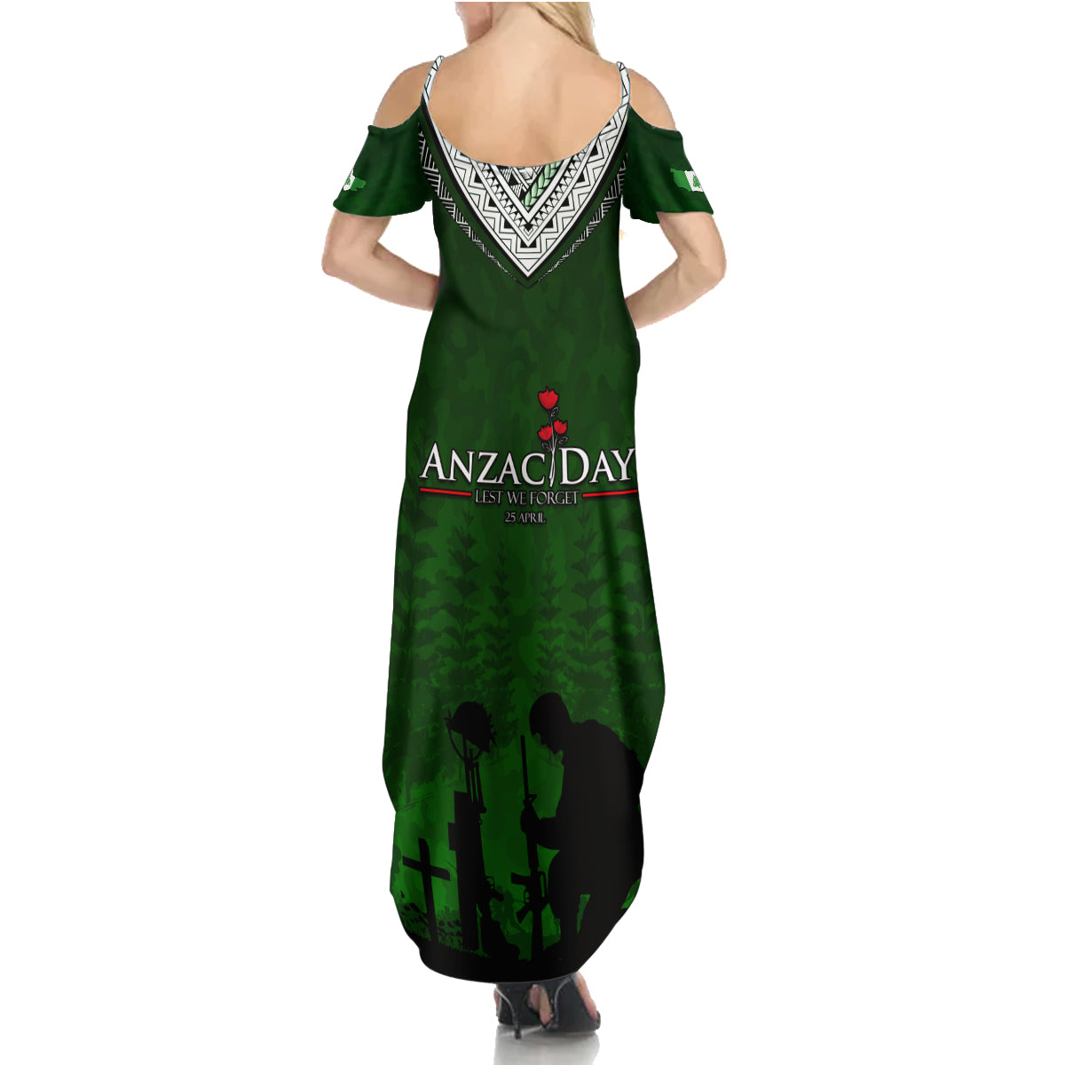 Norfolk Island ANZAC Day Summer Maxi Dress Soldier Lest We Forget Camouflage LT03 - Polynesian Pride