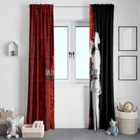 Tonga ANZAC Day Window Curtain Red Poppies Flower Soldier Lest We Forget LT03 - Polynesian Pride