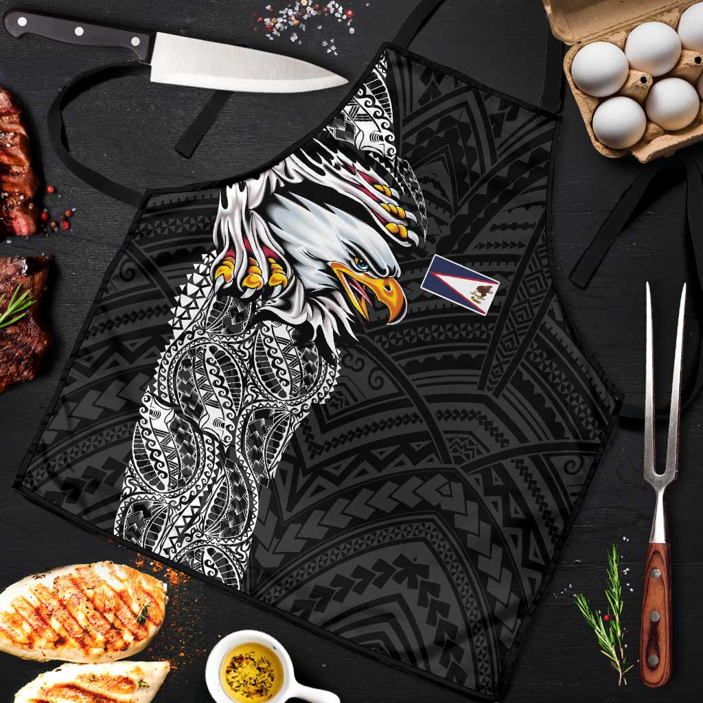 American Samoa Flag Day Apron Tribal Tattoo with Eagle Black