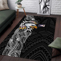 American Samoa Flag Day Area Rug Tribal Tattoo with Eagle Black