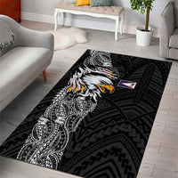 American Samoa Flag Day Area Rug Tribal Tattoo with Eagle Black