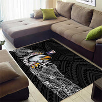 American Samoa Flag Day Area Rug Tribal Tattoo with Eagle Black