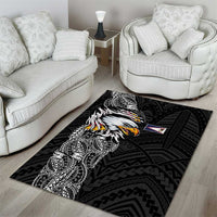 American Samoa Flag Day Area Rug Tribal Tattoo with Eagle Black