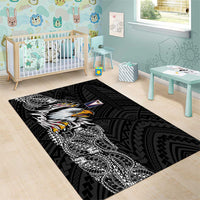 American Samoa Flag Day Area Rug Tribal Tattoo with Eagle Black