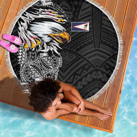 American Samoa Flag Day Beach Blanket Tribal Tattoo with Eagle Black LT03 - Polynesian Pride