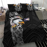 American Samoa Flag Day Bedding Set Tribal Tattoo with Eagle Black