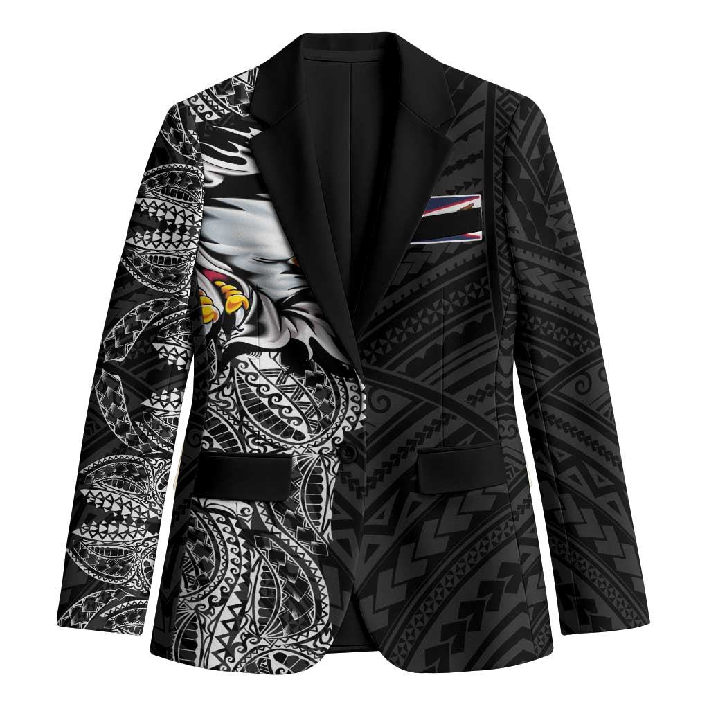 American Samoa Flag Day Blazer Tribal Tattoo with Eagle Black