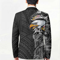 American Samoa Flag Day Blazer Tribal Tattoo with Eagle Black