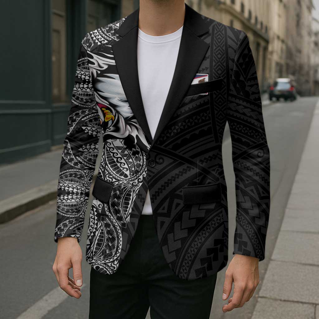 American Samoa Flag Day Blazer Tribal Tattoo with Eagle Black