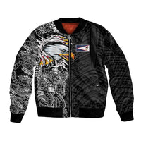 American Samoa Flag Day Bomber Jacket Tribal Tattoo with Eagle Black LT03 Unisex Black - Polynesian Pride