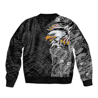 American Samoa Flag Day Bomber Jacket Tribal Tattoo with Eagle Black LT03 - Polynesian Pride