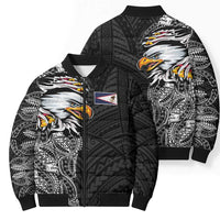 American Samoa Flag Day Bomber Puffer Jacket Tribal Tattoo with Eagle Black