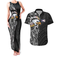 American Samoa Flag Day Couples Matching Tank Maxi Dress and Hawaiian Shirt Tribal Tattoo with Eagle Black LT03 Black - Polynesian Pride