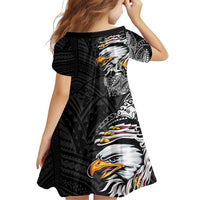 American Samoa Flag Day Family Matching Summer Maxi Dress and Hawaiian Shirt Tribal Tattoo with Eagle Black LT03 - Polynesian Pride