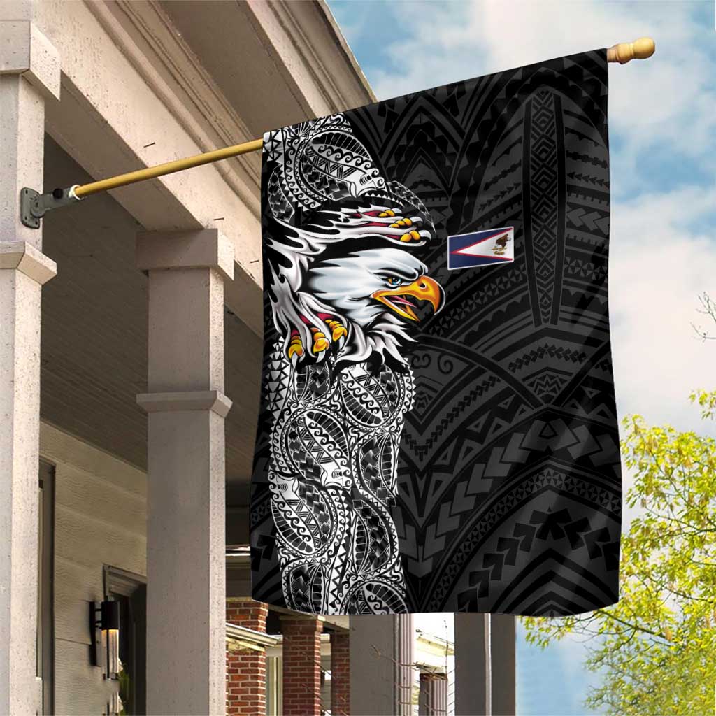 American Samoa Flag Day Garden Flag Tribal Tattoo with Eagle Black