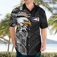 American Samoa Flag Day Hawaiian Shirt Tribal Tattoo with Eagle Black